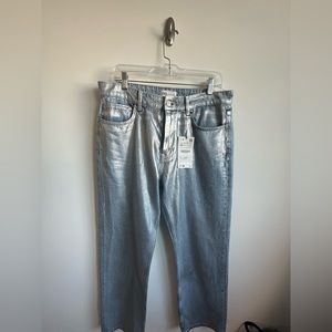 Zara Metallic Straight Leg Jean - Size 10 or EUR 42 NWT